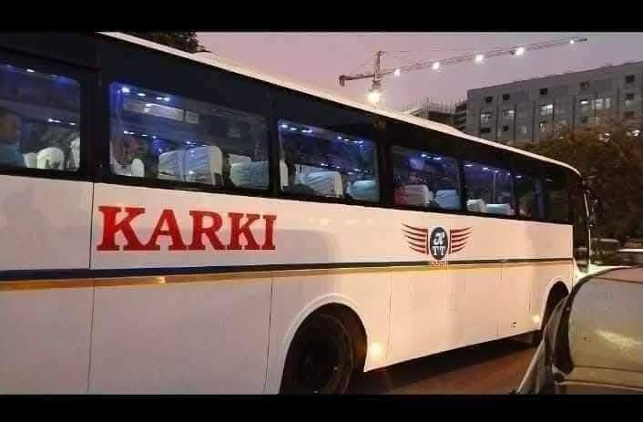 Interior seating of Karki Tour and Travels bus